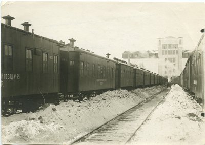 Поезда, поданные для эвакуации голодающих детей, Челябинск, 1922.