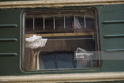 RUSSIA - JUNE 07: A traveler arrives at Leo Tolstoy's place of death by train. Leo Tolstoy, Russia. (Photo by Sam Abell/National Geographic/Getty Images)